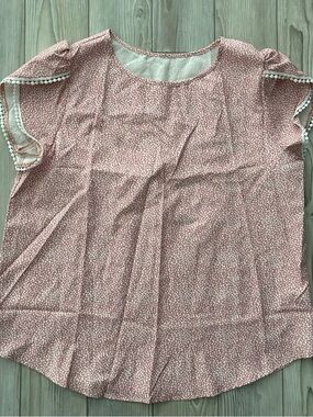 Women’s Pink Patterned Flutter Sleeve Top